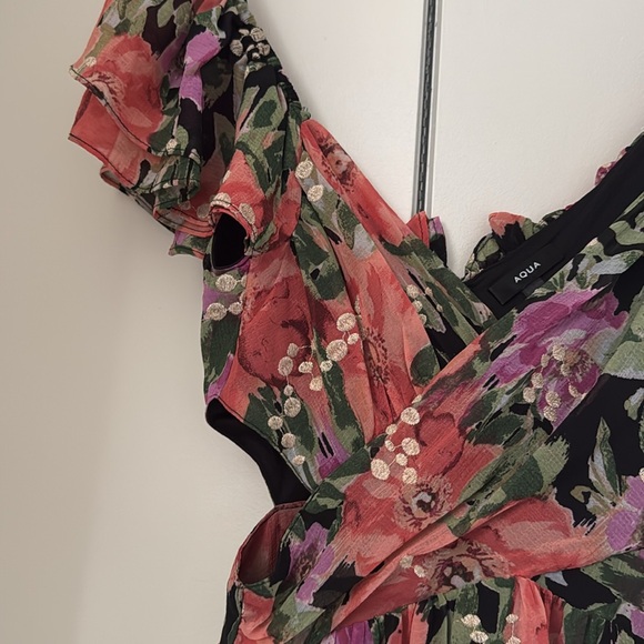 Bloomingdale’s Aqua Floral Dress size 2 - Picture 2 of 3